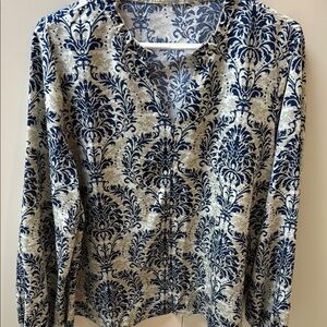 Elegant Blue and Cream Women's Top XL Cupshe